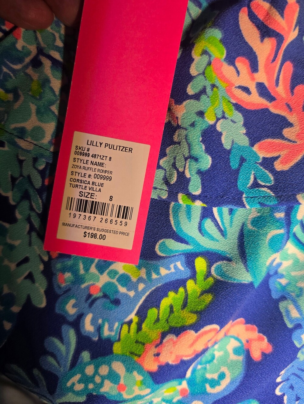 Lilly Pulitzer Blue Floral Ruffle-Shoulder One-Piece - Picture 4 of 6